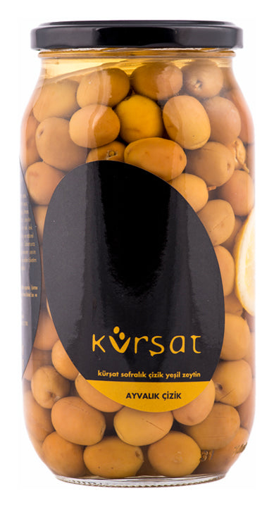 Kürşat 1000 cc Ayvalık Naturel Çizik Yeşil Zeytin – Kürşat Tarım