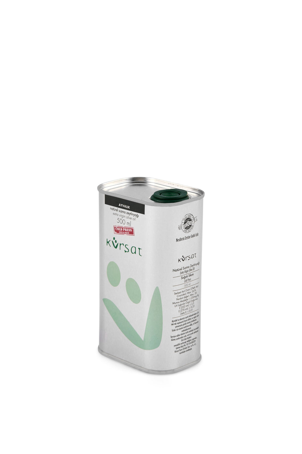 2025/2026 Kürşat 500 ml Teneke Erken Hasat Ayvalık Naturel Sızma Zeytinyağı